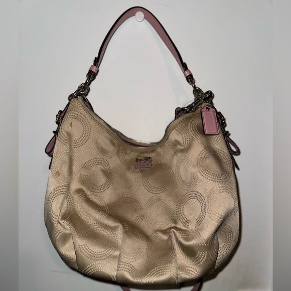 Coach B1276 Beige and Pink Shoulder Bag EUC - Picture 1 of 9
